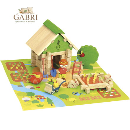 Jeujura Dřevěná stavebnice 50 dílů Zahrádkářství