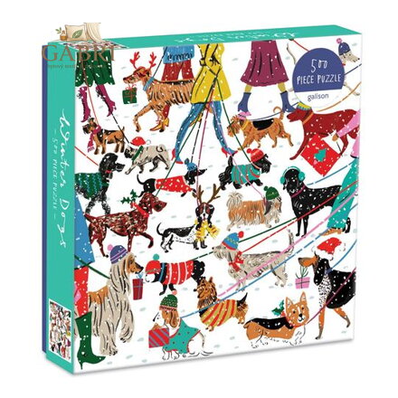 Galison Puzzle Pejsci v zimě 500 dílků