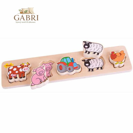Bigjigs Baby Dřevěné vkládací puzzle farma
