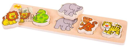 Bigjigs Baby Dřevěné vkládací puzzle safari