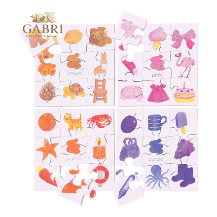 Bigjigs Toys Dřevěné didaktické puzzle barvy 4v1