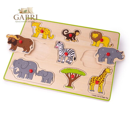 Bigjigs Toys Vkládací puzzle safari s úchytem
