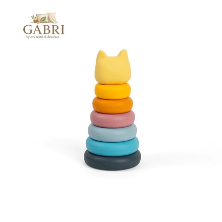 Bigjigs Toys Silikonová stohovací věž Kočka