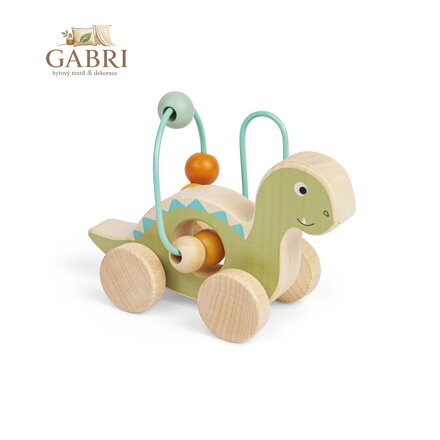 Bigjigs Toys Diplodokus na kolečkách s korálkovým labyrintem
