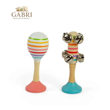 Bigjigs Toys Sada Rumba koule růžová a rolničky modré