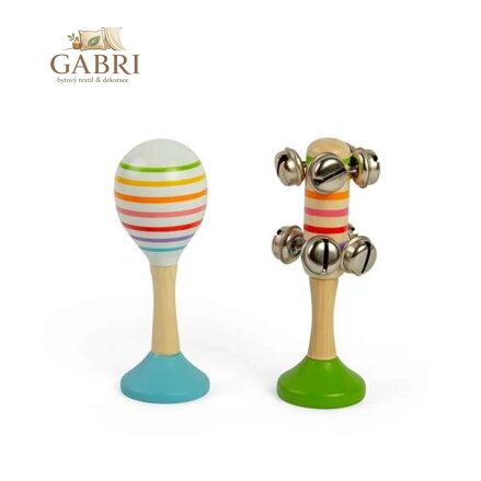 Bigjigs Toys Sada Rumba koule modrá a rolničky zelené