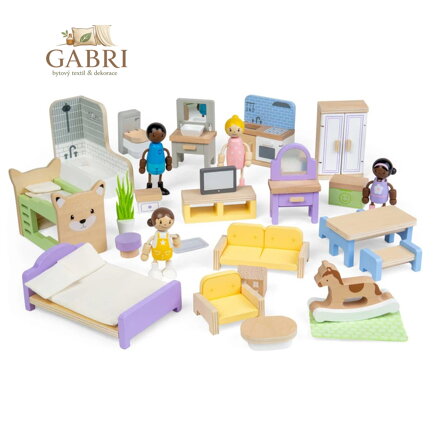 Bigjigs Toys Sada dřevěný nábytek do domečku pro panenky