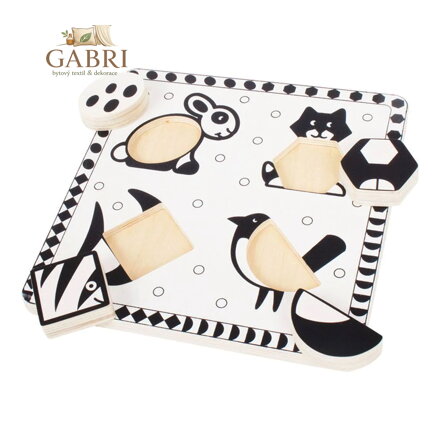 Bigjigs Toys Dřevěné vkládací puzzle černobílé tvary 2