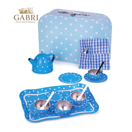 Bigjigs Toys Modrý puntíkovaný čajový set