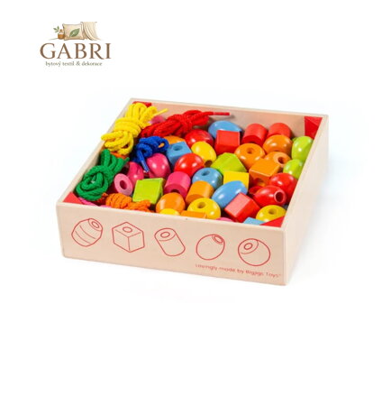 Bigjigs Toys Dřevěné navlékací korálky v bedýnce
