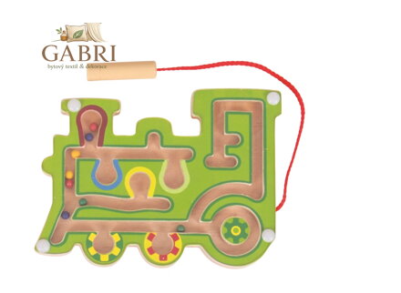 Bigjigs Toys Dřevěný magnetický labyrint Oranžová lokomotiva