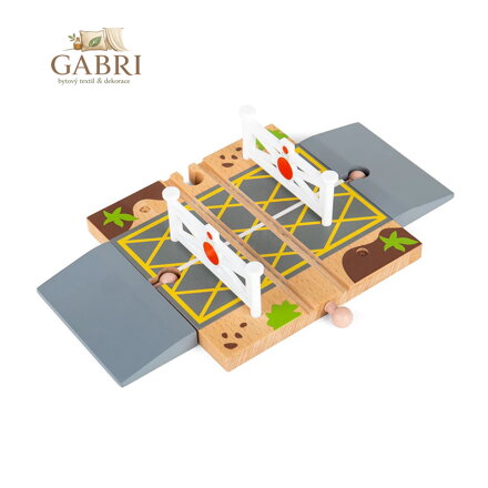 Bigjigs Rail Dřevěné autodráhy železniční přejezd s brankami