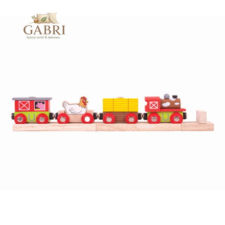 Bigjigs Rail Vláček farma + 3 koleje