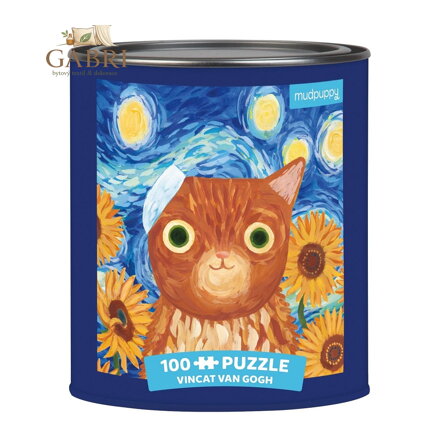 Mudpuppy Puzzle Vincent van Gogh umělecké kočky v plechovce 100 dílků