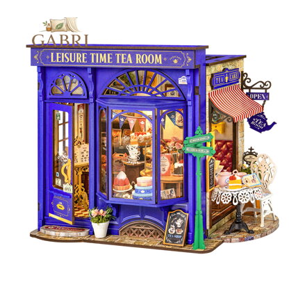 RoboTime 3D dřevěná skládačka Miniatura domečku Čajovna pro chvíle pohody