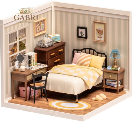 RoboTime 3D dřevěná skládačka Miniatura domečku Ložnice Sweet Dream