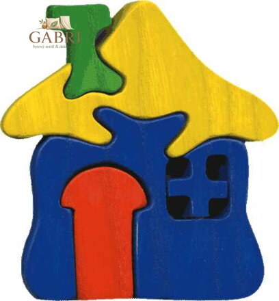 Fauna Dřevěné vkládací puzzle z masivu malý domeček