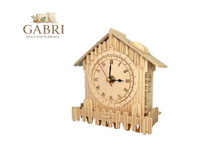 Woodcraft Dřevěné 3D puzzle hodiny domek