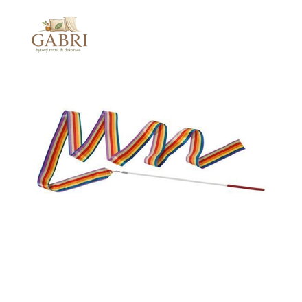 Goki Gymnastická  stuha s hůlkou Duha - pruhovaná