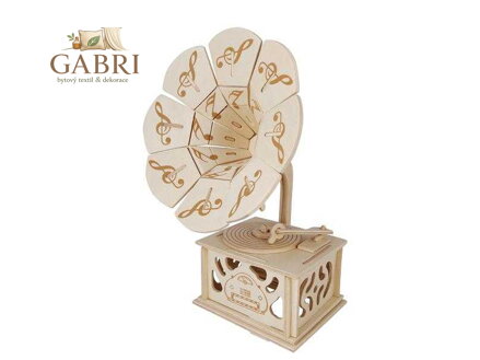 Woodcraft Dřevěné 3D puzzle gramofón