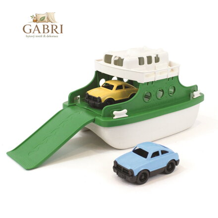 Green Toys Trajekt zeleno-bílý s autíčky