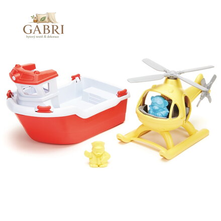 Green Toys Záchranná loď s helikoptérou