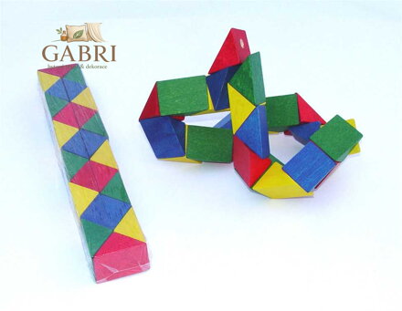 Dřevěný hlavolam had barevný