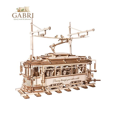 RoboTime 3D dřevěná mechanická skládačka Tramvaj