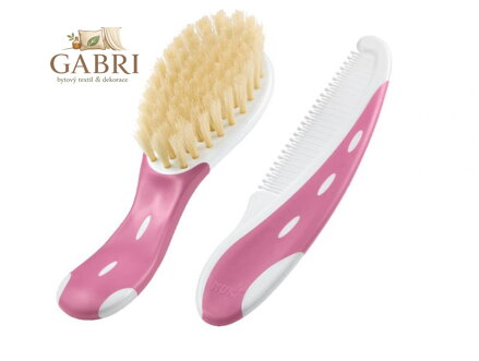 NUK Sada kartáč a hřebínek na vlasy růžová