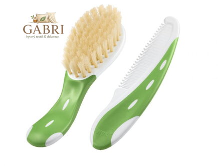 NUK Sada kartáč a hřebínek na vlasy zelená