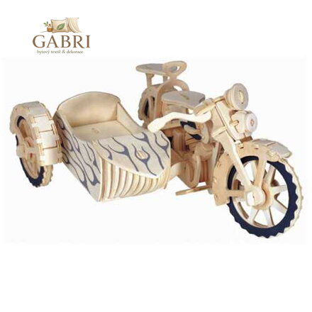 Woodcraft Dřevěné 3D puzzle Motorka trojkolka Sajdkára
