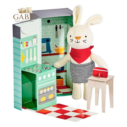 Petit Collage Plyšový králíček v kuchyni