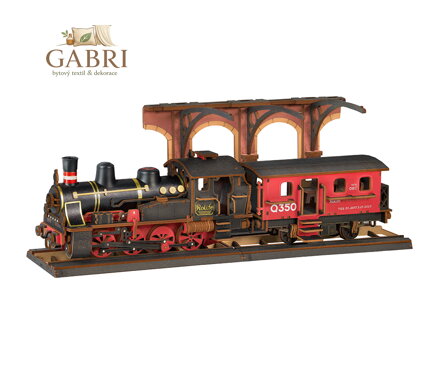 RoboTime 3D dřevěná skládačka Vintage parní lokomotiva