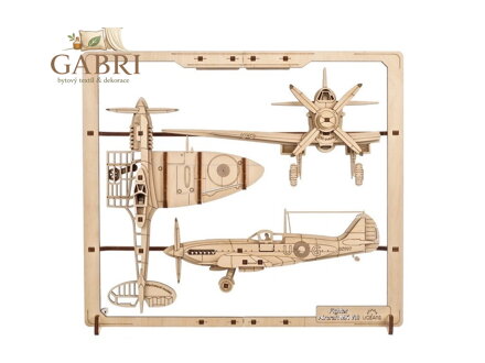 Ugears 2,5D dřevěné mechanické puzzle Stíhací letadlo