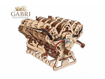 Ugears 3D dřevěné mechanické puzzle Motor V8