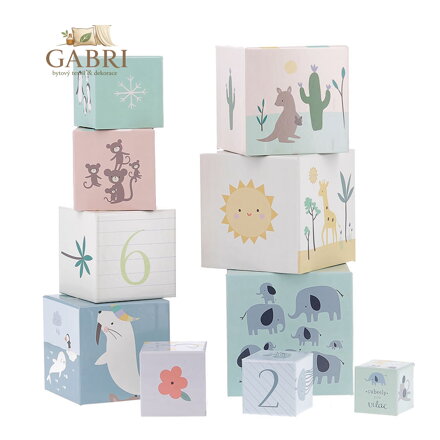 Vilac Skládací věž z kostek zvířata světa s čísly 1-10