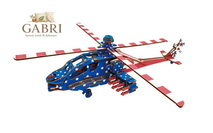 Woodcraft Dřevěné 3D puzzle Americký bojový vrtulních Apache