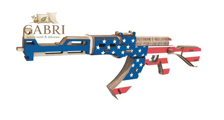 Woodcraft Dřevěné 3D puzzle Samopal AK47 v barvách Americké vlajky