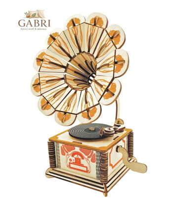 Woodcraft Dřevěné 3D puzzle Gramofón barevný