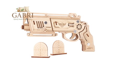 Woodcraft Dřevěné 3D puzzle Zbraň na gumičky Falcon přírodní