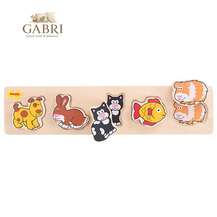 Bigjigs Baby Dřevěné vkládací puzzle domácí zvířata