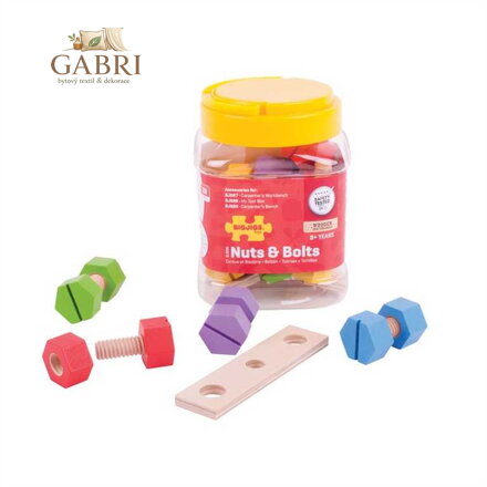 Bigjigs Toys Dřevěný spojovací materiál v dóze