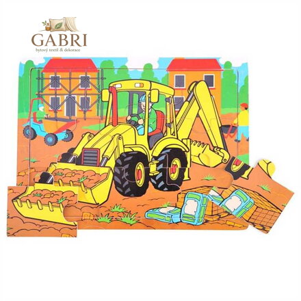 Bigjigs Toys Dřevěné puzzle bagr 9 dílků