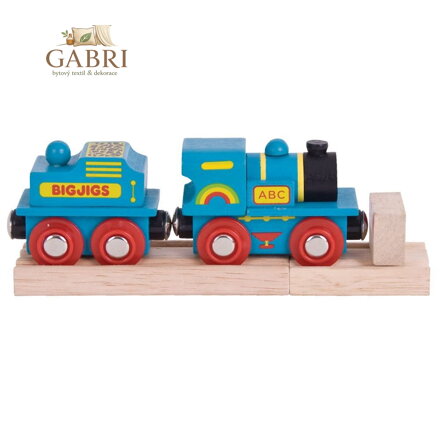 Bigjigs Rail Modrá mašinka s tendrem + 2 koleje