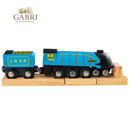 Bigjigs Rail Dřevěná replika lokomotivy Mallard + 3 koleje