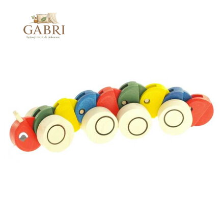 Dřevěná tahací hračka - Housenka barevná