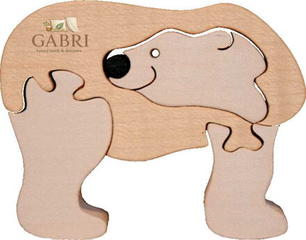 Fauna Dřevěné vkládací puzzle z masivu lední medvěd