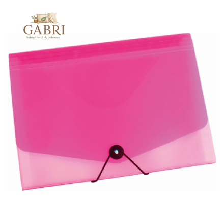 Organizér na dokumenty s gumou A4 Opaline čirá-růžová 13kapes