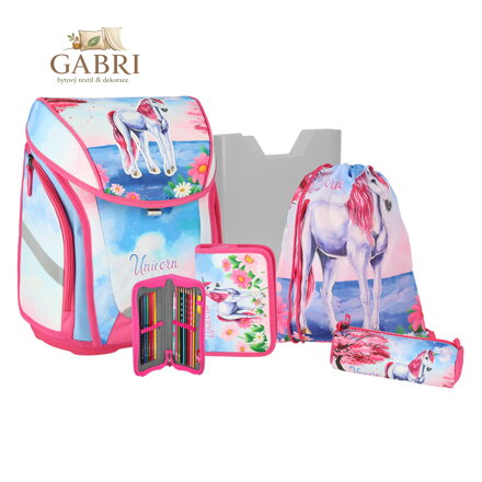 Školní batoh - 5-dílný set s magnet. přezkou UNICORN MAGIC 3D