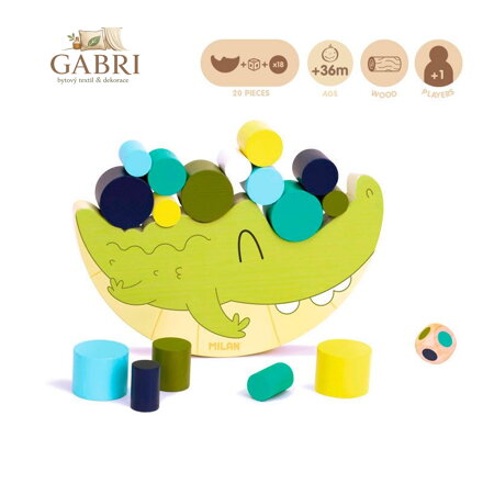 Edukační hračka dřevěná - Coco Balance (hra s válečky + kostka)